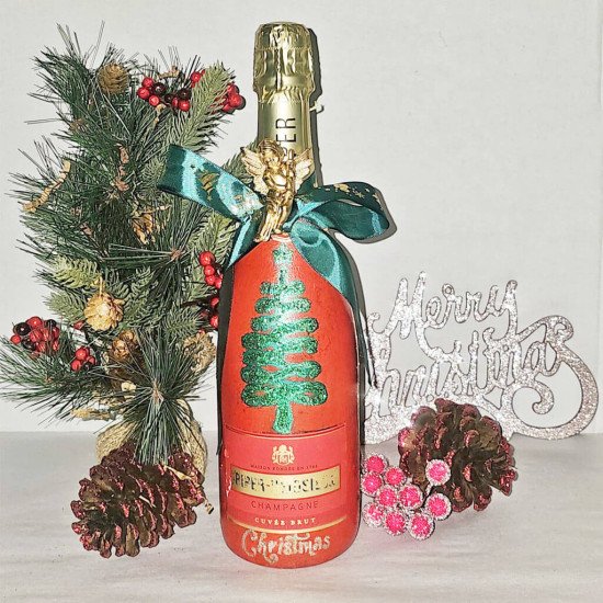 Hand-Painted Piper-Heidsieck Christmas Champagne Gift